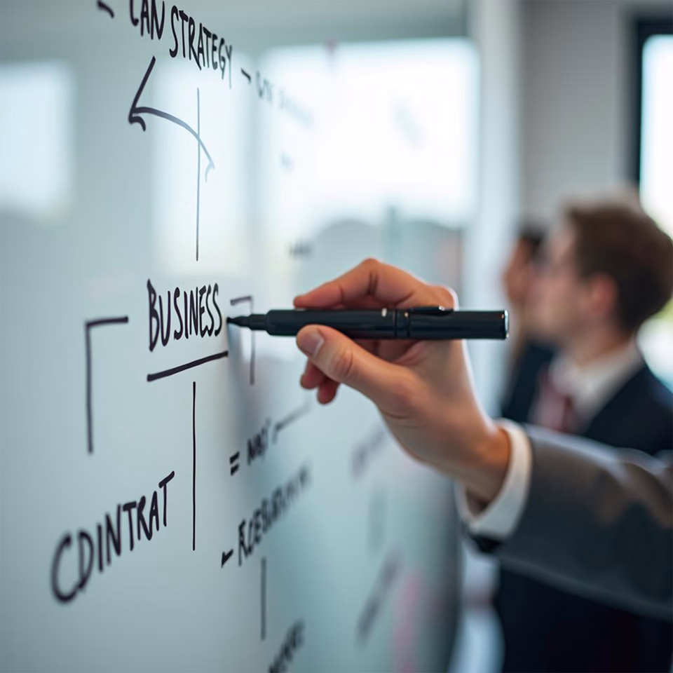 Strategieberatung für digitale Außenwerbung – Whiteboard-Session mit Konzeptplanung
